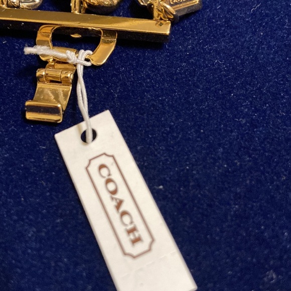 NWT Coach multicolored rhinestone heart pendant & silver/gold LG link bracelet - Picture 5 of 16